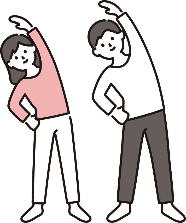 ストレッチをする男女のイラスト