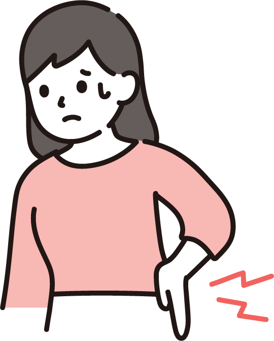 腰に痛みを感じる女性のイラスト