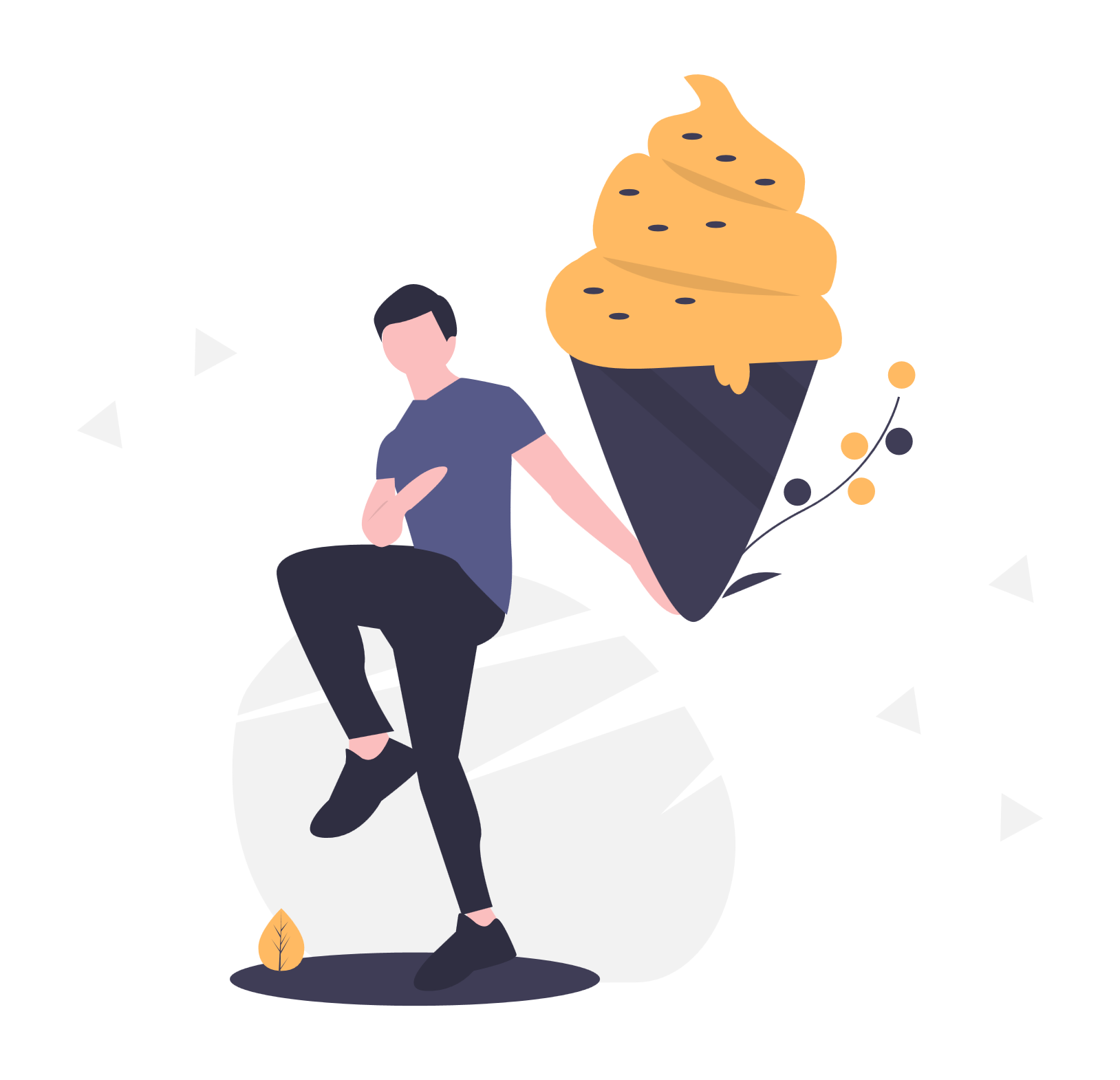 アイスクリームを持つ男性のイラスト