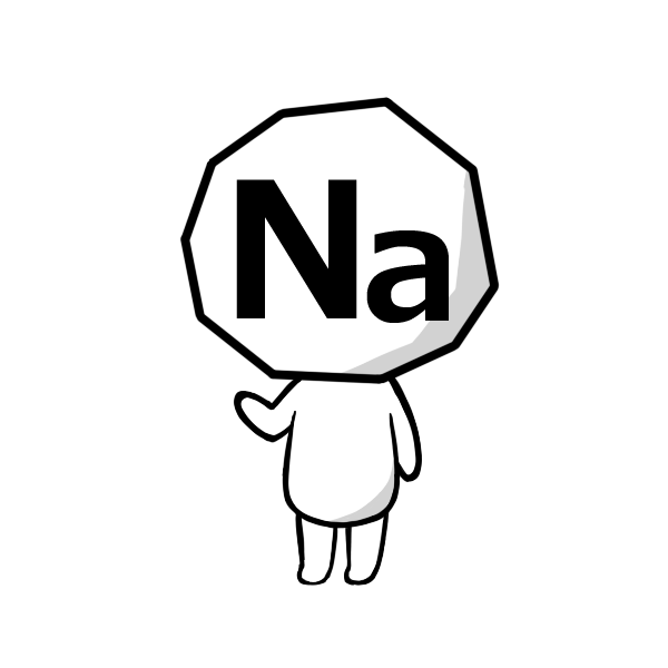 Naと書かれた頭を持つナトリウムの擬人化イラスト