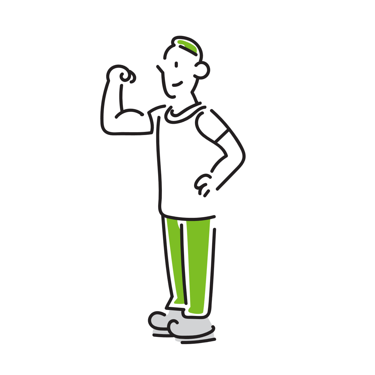 力こぶを作る男性のイラスト